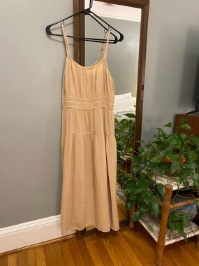 Women's Waist-Defined Smocked Tiered Midi Cami Dress